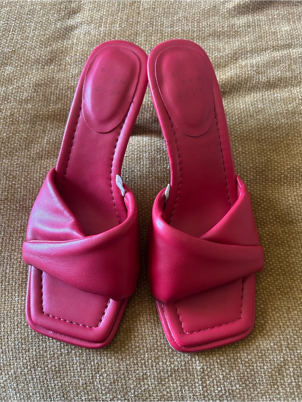 a new day Pink Knotted Square-Toe Slide Heels